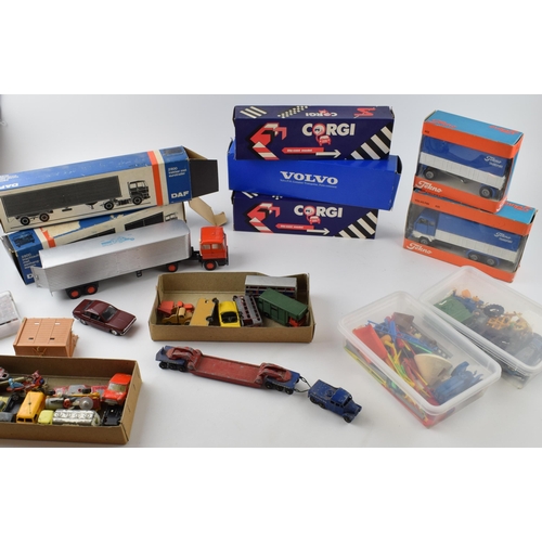 351 - A mixed collection of vintage die-cast vehicles to include Corgi and Teckno, Trucks and Trailers, (b... 