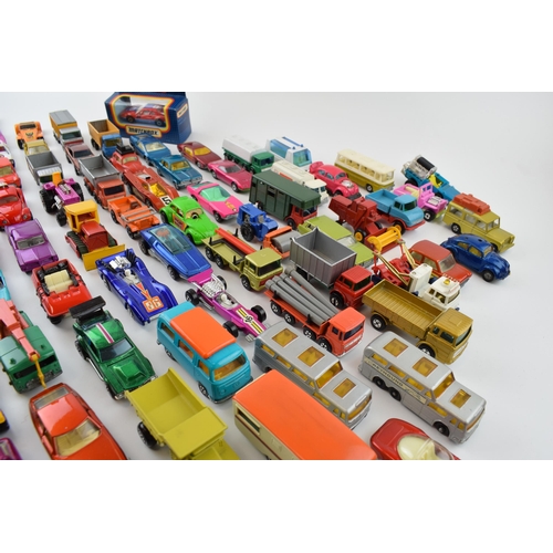 364 - Vintage die-cast cars. A good collection of unboxed Matchbox Lesney Series, Corgi Juniors Whizz Whee... 