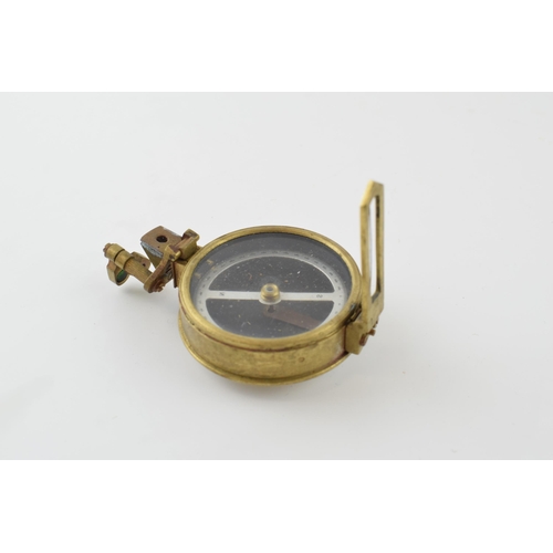 382 - A military style sighting compass in brass case with screw thread for attaching to stand or mount.