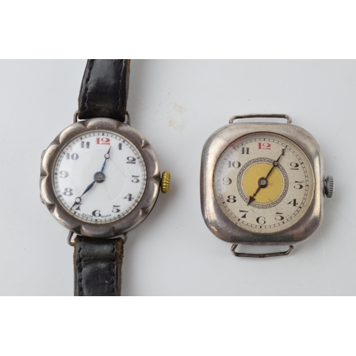 431 - A pair of silver cased watches, circa early to mid 20th century, one converted to Quartz (2).