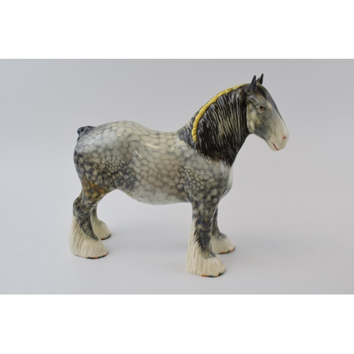 63 - Early Beswick 4 hole Rocking Horse Grey 818 shire with early painted decoration with blue / grey ton... 