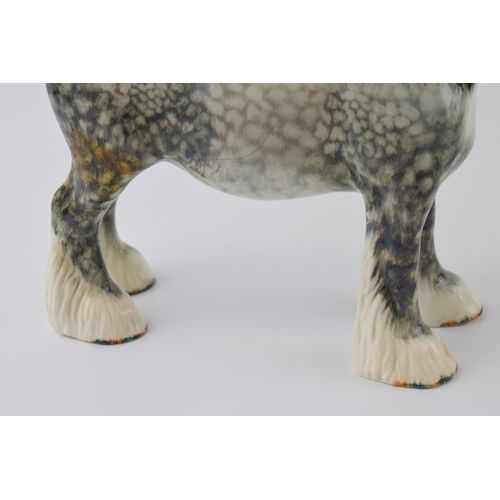 63 - Early Beswick 4 hole Rocking Horse Grey 818 shire with early painted decoration with blue / grey ton... 