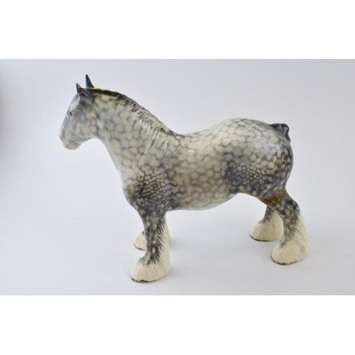 63 - Early Beswick 4 hole Rocking Horse Grey 818 shire with early painted decoration with blue / grey ton... 