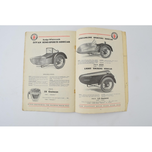 231 - Early Rudge Whitworth motorcycles catalogue. Dated 1929. 20 pages with nice illustrations of models ... 