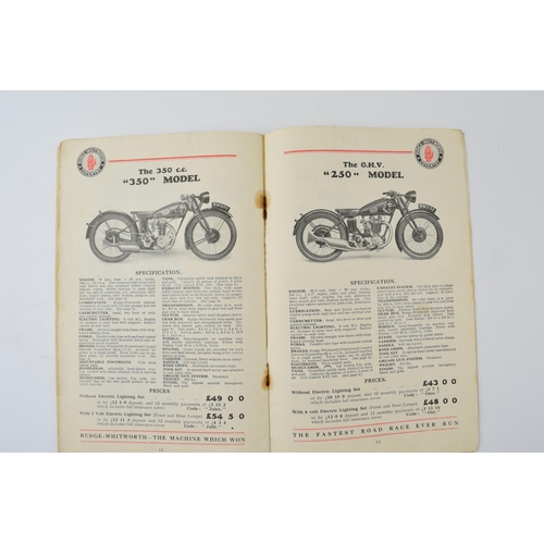 231 - Early Rudge Whitworth motorcycles catalogue. Dated 1929. 20 pages with nice illustrations of models ... 