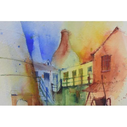 263 - Ian Fennelly 20th century watercolour: With images of The Potteries 26cm x 33cm.