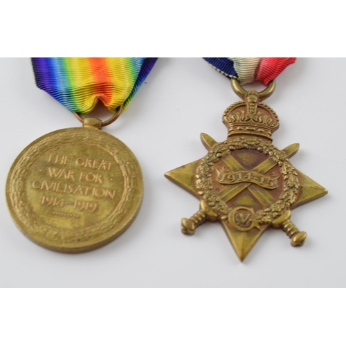 385 - Two WWI medals awarded to 10787 CPL. T. HEALEY W. RID Regiment. Great War Medal together with a 1914... 