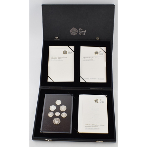 393 - Boxed The Royal Mint 2008 United Kingdom Coinage Emblems of Britain Silver Proof Collection with COA... 