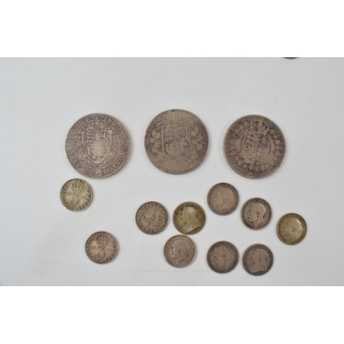 397 - A quantity of UK silver coinage. To include 54g of 1920 - 1947 coins and 55g of pre 1920 coinage. Of... 