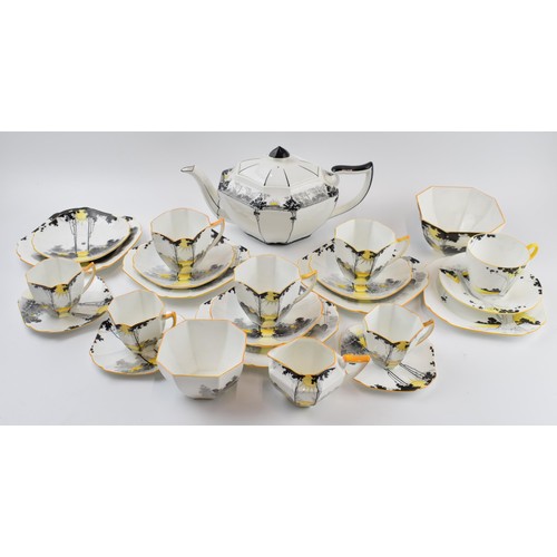 150 - A collection of Shelley tea ware to include 11479 Sunset and Trees teapot (cracked), a quantity of 1... 