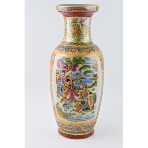 174 - Japanese Satsuma Vase, 20th Century. Typical decoration depicting scenes of rural life. Height 46cm.