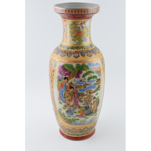 174 - Japanese Satsuma Vase, 20th Century. Typical decoration depicting scenes of rural life. Height 46cm.