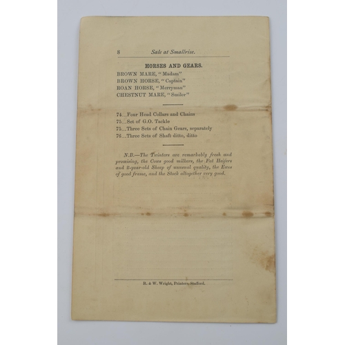 239 - Sandon (Staffordshire) sales catalogue 1888 for a farm sale to include a steam engine.