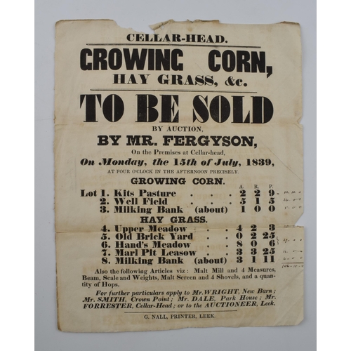 245 - 1839 Cellerhead sale sheet 'Growing Corn'.