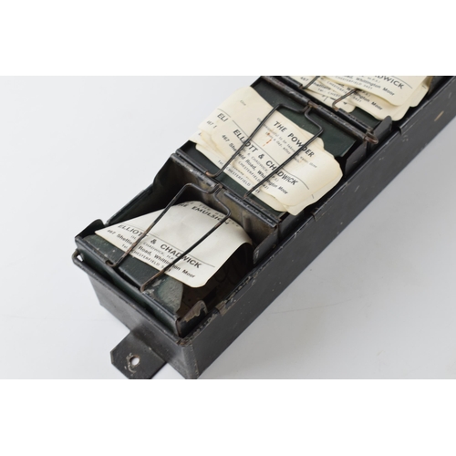 297 - 'The Alchemist Label Rack' with 6 sections for holding paper bottle labels, 43.5cm long, with some o... 