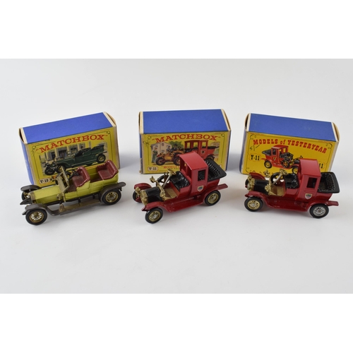 358 - Three boxed vintage die-cast Matchbox Lesney Models of Yesteryear. To include x2 No. Y-11 1912 Packa... 