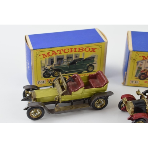 358 - Three boxed vintage die-cast Matchbox Lesney Models of Yesteryear. To include x2 No. Y-11 1912 Packa... 