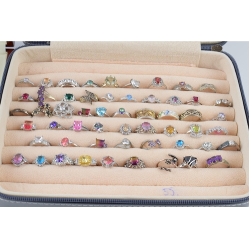 546 - A large collection of silver rings of varying sizes, styles and gemstones, 103 silver rings.