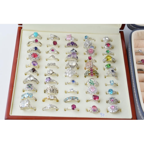 546 - A large collection of silver rings of varying sizes, styles and gemstones, 103 silver rings.