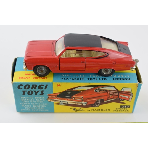 320F - Boxed Corgi Toys Rambler Sports Fastback 263 with boxed scale figures (2).