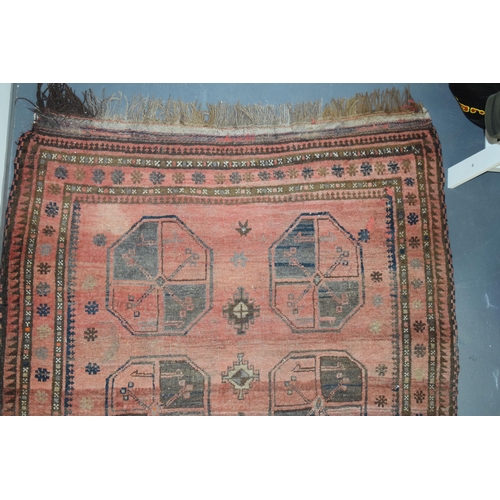 182 - Early 20th century Hand-knotted Afgan carpet. In pinks, browns, creams and blacks. Natural colour di... 