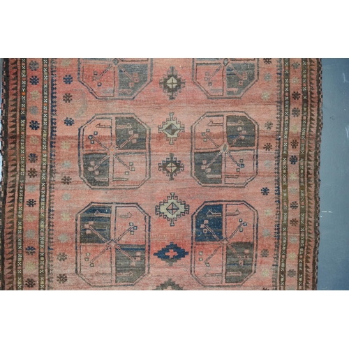 182 - Early 20th century Hand-knotted Afgan carpet. In pinks, browns, creams and blacks. Natural colour di... 