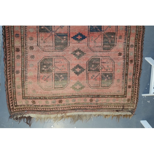 182 - Early 20th century Hand-knotted Afgan carpet. In pinks, browns, creams and blacks. Natural colour di... 