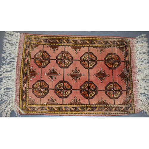 183 - Early - mid 20th century hand-knotted Afgan prayer rug / carpet. In pinks, browns and creams. Natura... 