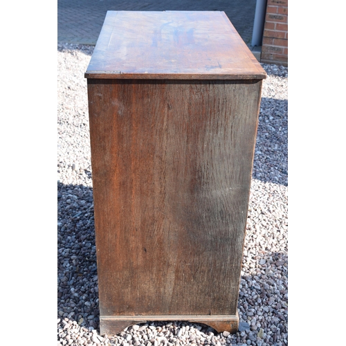 220 - Georgian oak secretaire / chest of drawers with ornate brass handles, 99x55x104cm tall.