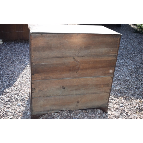 220 - Georgian oak secretaire / chest of drawers with ornate brass handles, 99x55x104cm tall.