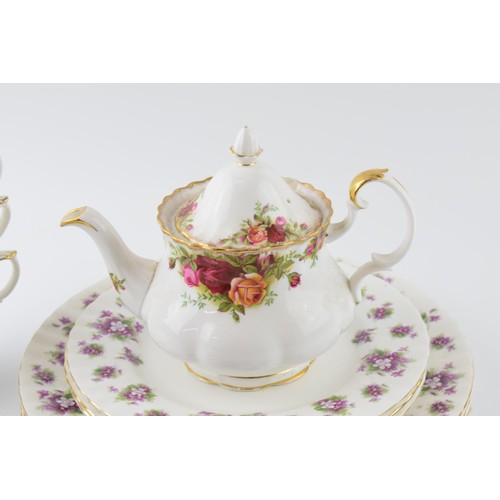 169 - Royal Albert Old Country Roses teapot together with Royal Albert Sweet Violets to include 3 cups, 2 ... 