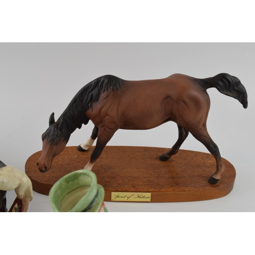 142 - Beswick Connoisseur model Spirit of Nature with Royal Doulton character jugs (jugs all seconds) and ... 