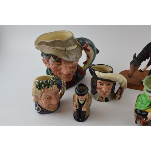 142 - Beswick Connoisseur model Spirit of Nature with Royal Doulton character jugs (jugs all seconds) and ... 