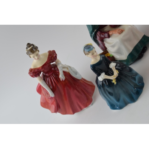 143 - Royal Doulton figures to include Old Balloon Seller HN1315, Winsome, Top O'the Hill, Cherie (second_... 