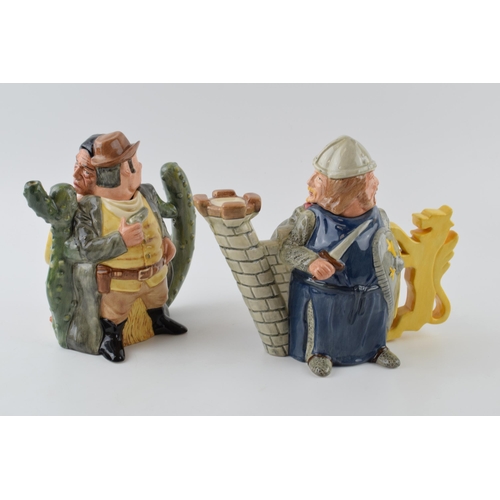 145 - Royal Doulton double sided character teapots to include Norman and Saxon and Cowboy and Indian (2).