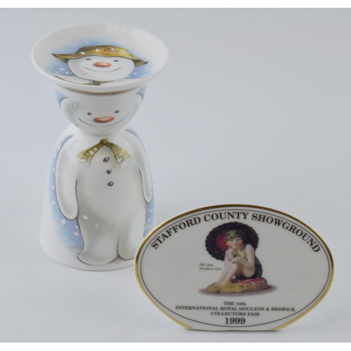 147 - Royal Doulton Snowman collection egg cup with Royal Doulton 1999 Stafford County Showground point of... 