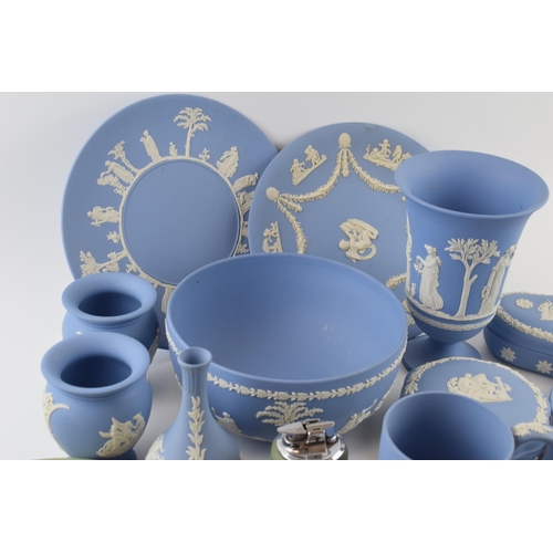 194 - Wedgwood Jasperware to include a bowl, plates, trinkets, vases etc in varying colours (Qty).