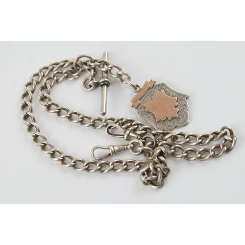 223 - Silver double albert chain, 55.2 grams, 45cm long.