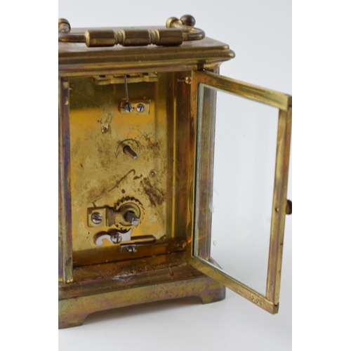 232 - Early 20th century brass carriage clock, Hamilton & Inches, with key, bevel edged glass, 15cm tall w... 