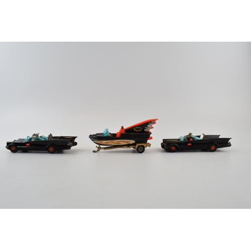 325 - Vintage diecast model Corgi Batmobiles (2) together with a Batmobile speedboat all 3 vehicles are co... 