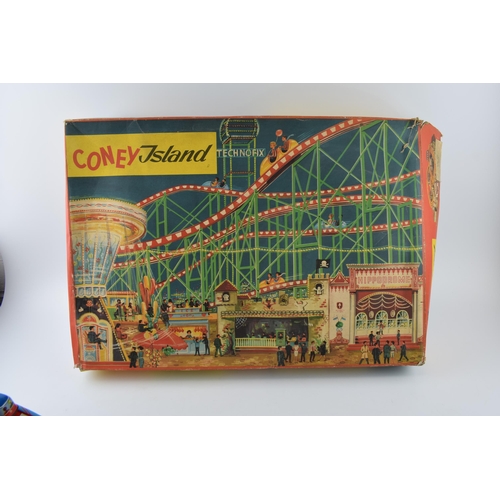 335 - A boxed Technofix Coney Island 307made in Germany tinplate and early plastic roller coaster clockwor... 