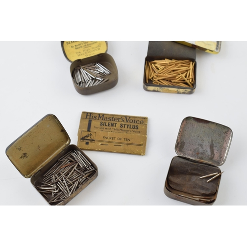 342 - A collection of Gramophone needles in original tins. To include, His Master's Voice, Silent Stylus, ... 