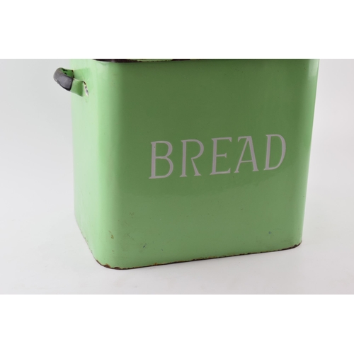 352 - Vintage original mid century enamel bread bin in good green colour, 38cm wide.