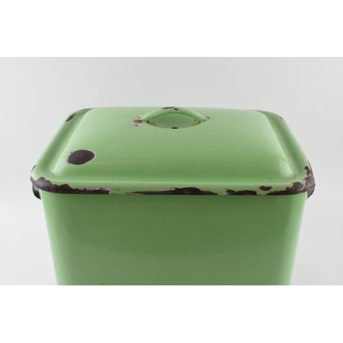 352 - Vintage original mid century enamel bread bin in good green colour, 38cm wide.