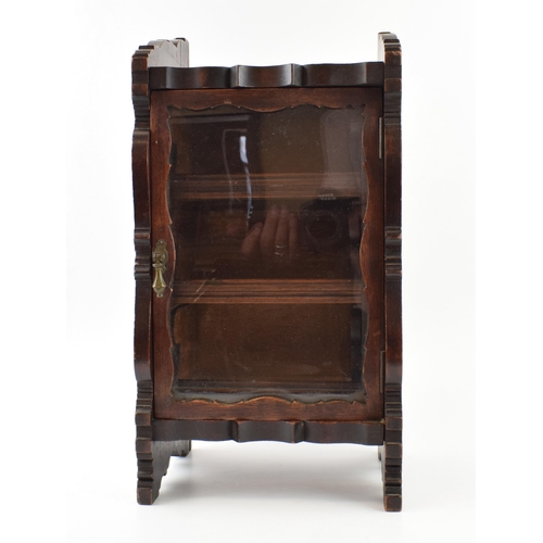 360 - Antique miniature display cabinet with three pull out drawers and glazed front door. 40cm x 20cm x 1... 