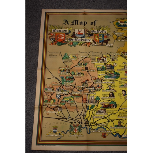 368 - British Railways original poster 'A Map of Essex, Hertfordshire and Suffolk', quadrouple royal size ... 