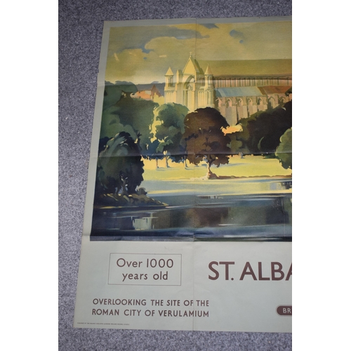 369 - British Railways original poster 'St Albans Abbey' 'Over 100 Years Old', quadrouple royal size (101c... 