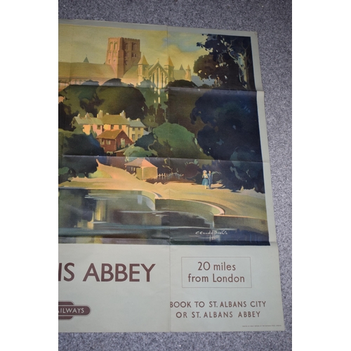 369 - British Railways original poster 'St Albans Abbey' 'Over 100 Years Old', quadrouple royal size (101c... 