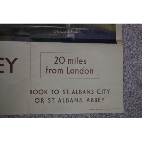 369 - British Railways original poster 'St Albans Abbey' 'Over 100 Years Old', quadrouple royal size (101c... 