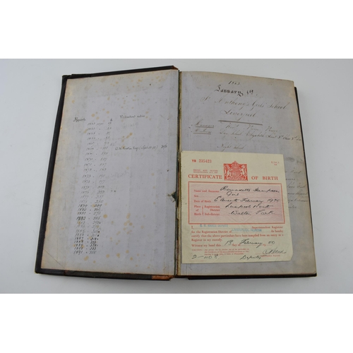 371 - Social History: leather bound book, St Anthony's Girls' School, Liverpool, dating to 1863 onwards, t... 